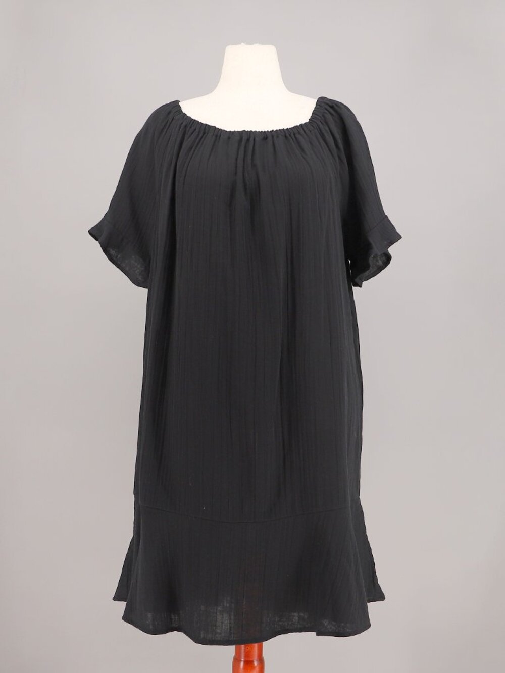 NWT LOFT Black Gauze Cotton Off The Shoulder Dress Size XL